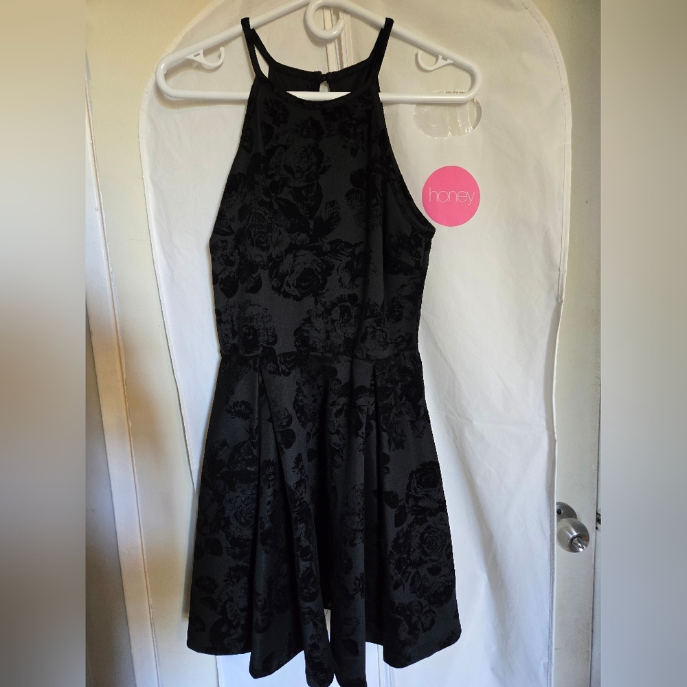 Black Floral Halter Dress US 6 - Picture 2 of 3